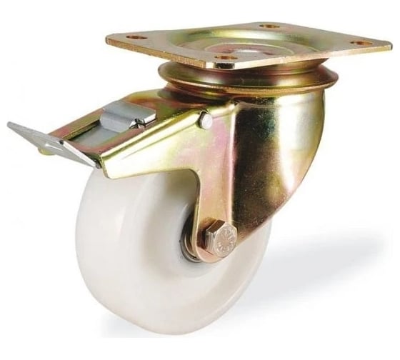 Изображение товара Большегрузная полиамидная поворотная колесная опора с тормозом, 125 мм KAMA K-4102-RPR-125-F18
