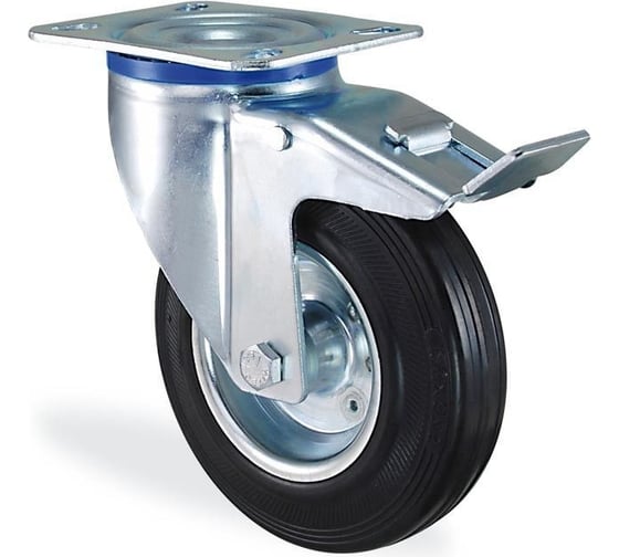 Изображение товара Поворотная колесная опора транспортной серии с площадкой и тормозом, 125 мм KAMA K-3302-SLS-125-F18