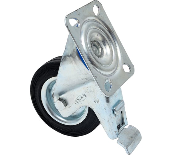 Изображение товара Поворотная колесная опора транспортной серии с площадкой и тормозом, 100 мм KAMA K-3302-SLS-100-F18