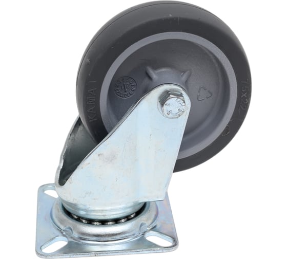 Изображение товара Поворотная колесная опора с площадкой, 75 мм KAMA 1702-MTB-075