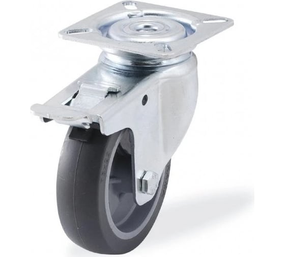 Изображение товара Поворотная колесная опора с площадкой и тормозом, 75 мм KAMA 1702-MTB-075-F18