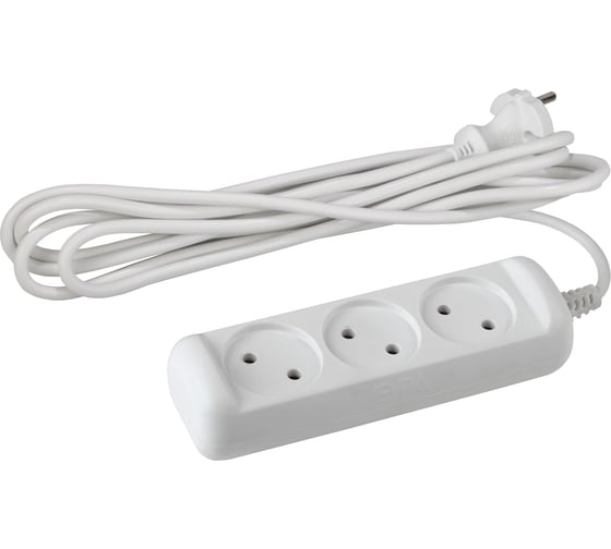Изображение товара Удлинитель электрический ЭРА UX(6)-3-5m без заземления 3 розетки 5м ПВС 2x0,75мм2 6А Б0038569