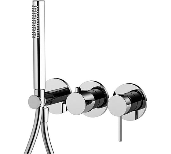 Изображение товара Смеситель для душа Fima Carlo Frattini Spillo Up, встраиваемый, 2 источника с ручным душем, внешняя часть, цвет хром F3049WX8CR