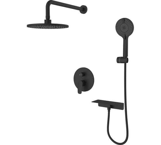 Изображение товара Душевая система скрытого монтажа Milardo Rora с тропическим душем и ручным душем, черный матовый RORBL02M67