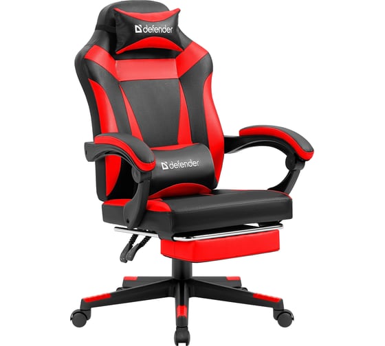Изображение товара Игровое кресло DEFENDER Cruiser черный/красный, PU, подножка 64344