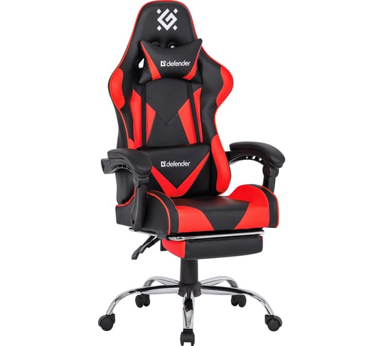 Изображение товара Игровое кресло DEFENDER Pilot черный/красный, полиуретан, 60 мм 64354