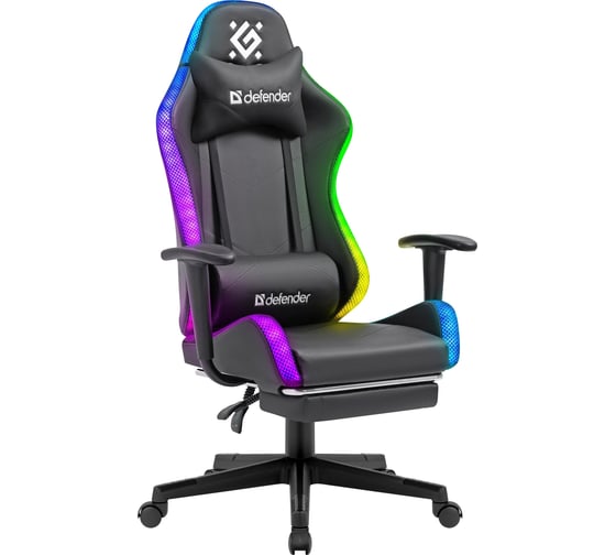 Изображение товара Игровое кресло DEFENDER Watcher черный, подсветка, полиуретан 64334