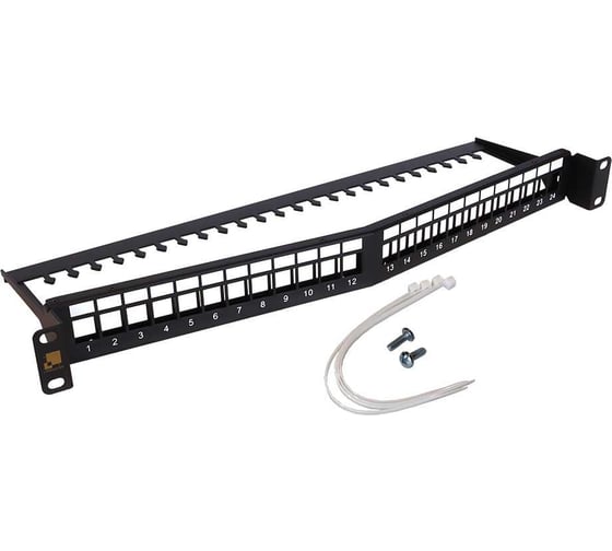 Изображение товара Патч-панель наборная LANMASTER 19" угловая заглубленная, неэкранированная, 24 порта, 1U LAN-PPAR24OK-UTP