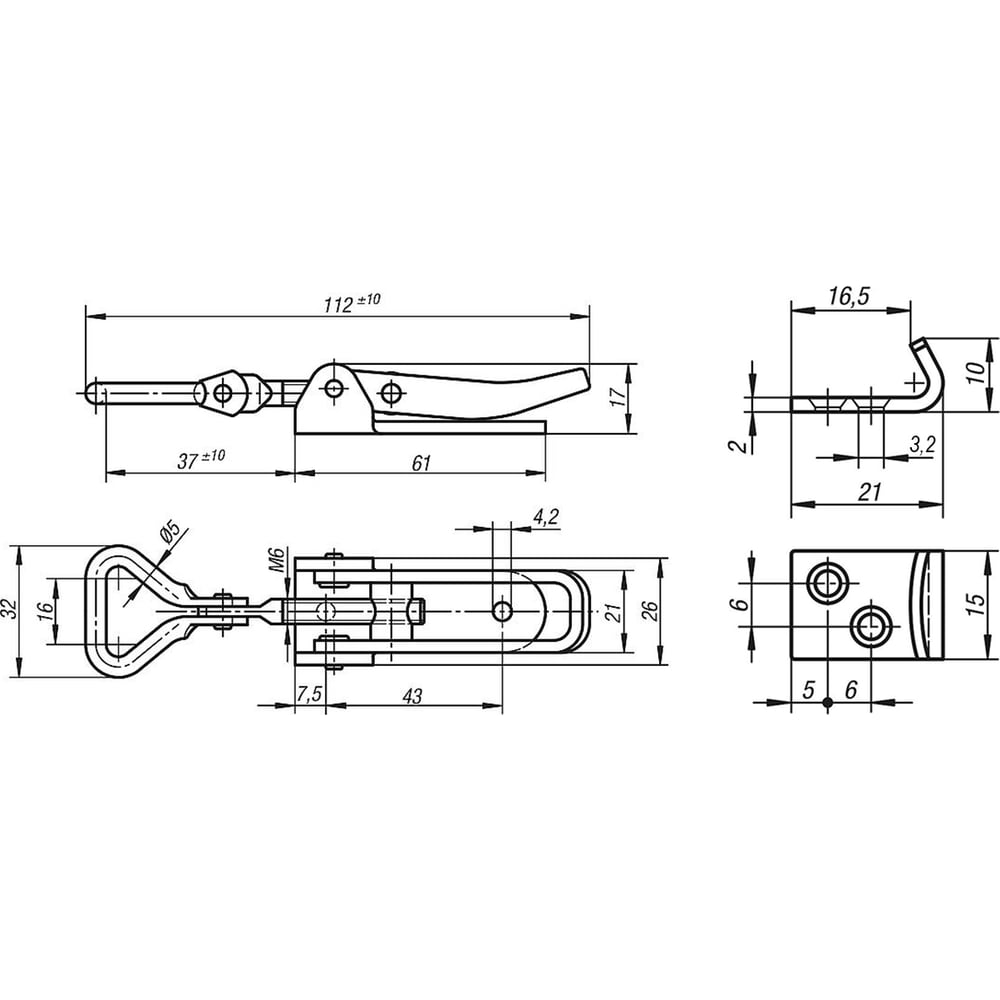 Изображение товара Накидная защелка со скобой KIPP K0050 112x32x17 мм, сталь, пассивирование