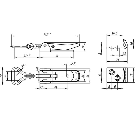 Изображение товара Накидная защелка со скобой KIPP K0050.1421121.9135211