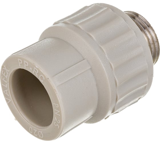 Изображение товара Муфта комбинированная с наружной резьбой VALFEX PP-R серая, 20 мм х1/2" 10130020Г 127-0359