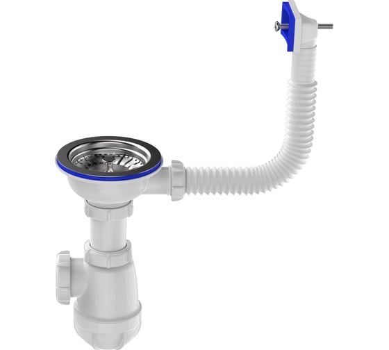 Изображение товара Сифон для мойки GRIALE 3 1/2"х40 с металлической решеткой с прямоугольным переливом B0145-29-MR