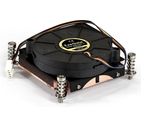 Изображение товара Кулер ExeGate ESNK-0049.PWM.1U.115x.Cu радиальный улитка, медный, 1U, LGA1150 1151 1155 1156 1200, TDP 115W, Fan 75mm, PWM, 2000-5000RPM, 2 ball bearing, 4pin, 4 286162