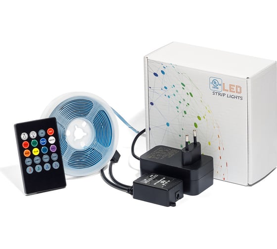 Изображение товара Светодиодная лента MAKSILED 3м, 24В, 9Вт/м, 630д/м, IP20, RGB, с пультом, ML-R630-COB-KIT-RGB