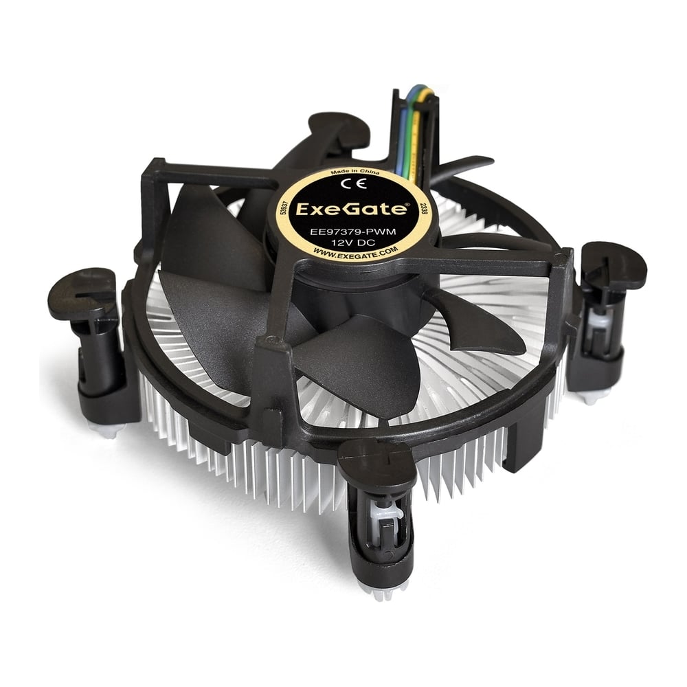 Изображение товара Кулер ExeGate EE97379-PWM Al, LGA775 1150 1151 1155 1156 1200, TDP 65W, Fan 92mm, PWM 1200-2600RPM, Hydro bearing, 4pin, 11-24db, 180г, на защелках, с термопасто 283279