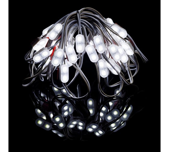 Изображение товара Светодиодный модуль MAKSILED 0.3Вт, 12В, IP65, SMD2835 2LED, 32лм, 8000К, 45 шт./гирлянда, ML-M2SS-2835-CW-LP