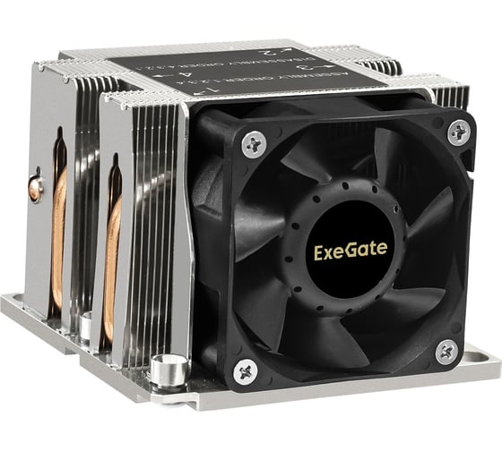 Изображение товара Кулер ExeGate ESNK-P0068AP4.PWM.2U.3647.Cu Al+Cu, 2U, 4 тепл. трубки, LGA3647, Square, TDP 205W, PWM, 2100-6800RPM, 2 ball bearing, 4pin, 52db, 430г, на винтах, 293439