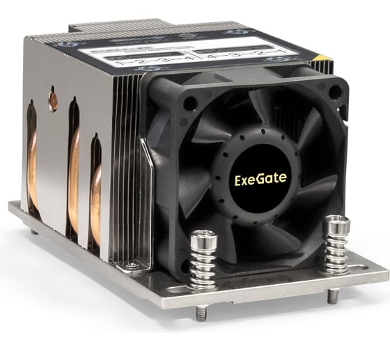 Изображение товара Кулер ExeGate ESNK-P0063AP4.PWM.2U.SP3.Cu Al+Cu, 2U, 4 тепл. трубки, LGA SP3, TDP 240W, PWM, 1600-6800RPM, 2 ball bearing, 4pin, 54,3db, 440г, на винтах, с термо 293436