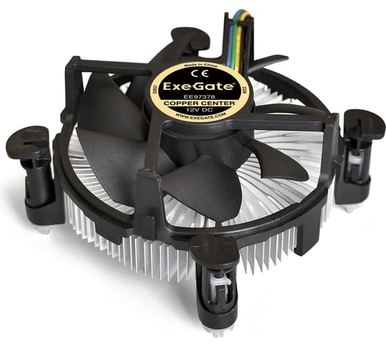 Изображение товара Кулер ExeGate EЕ97378 Al+Cu, LGA775 1150 1151 1155 1156 1200, TDP 95W, Fan 92mm, 2400RPM, Hydro bearing, 4pin, 23db, 185г, на защелках, с термопастой, RTL 283278