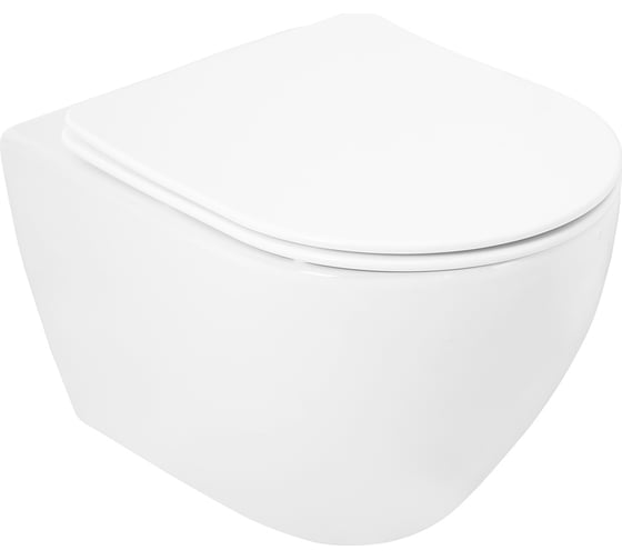 Изображение товара Унитаз подвесной безободковый Cezares STYLUS быстросъемное сидение с функцией Soft Close CZR-513-TH-R/CZR-2316-SC