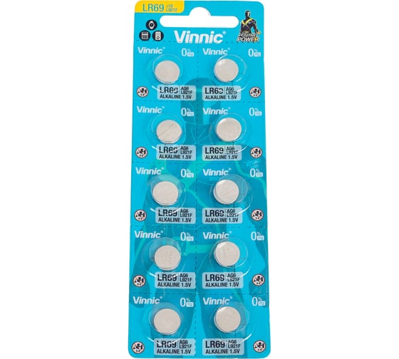 Изображение товара Алкалиновые щелочные батарейки VINNIC L921 (AG6, LR69, 371) бл/10 4898338007817