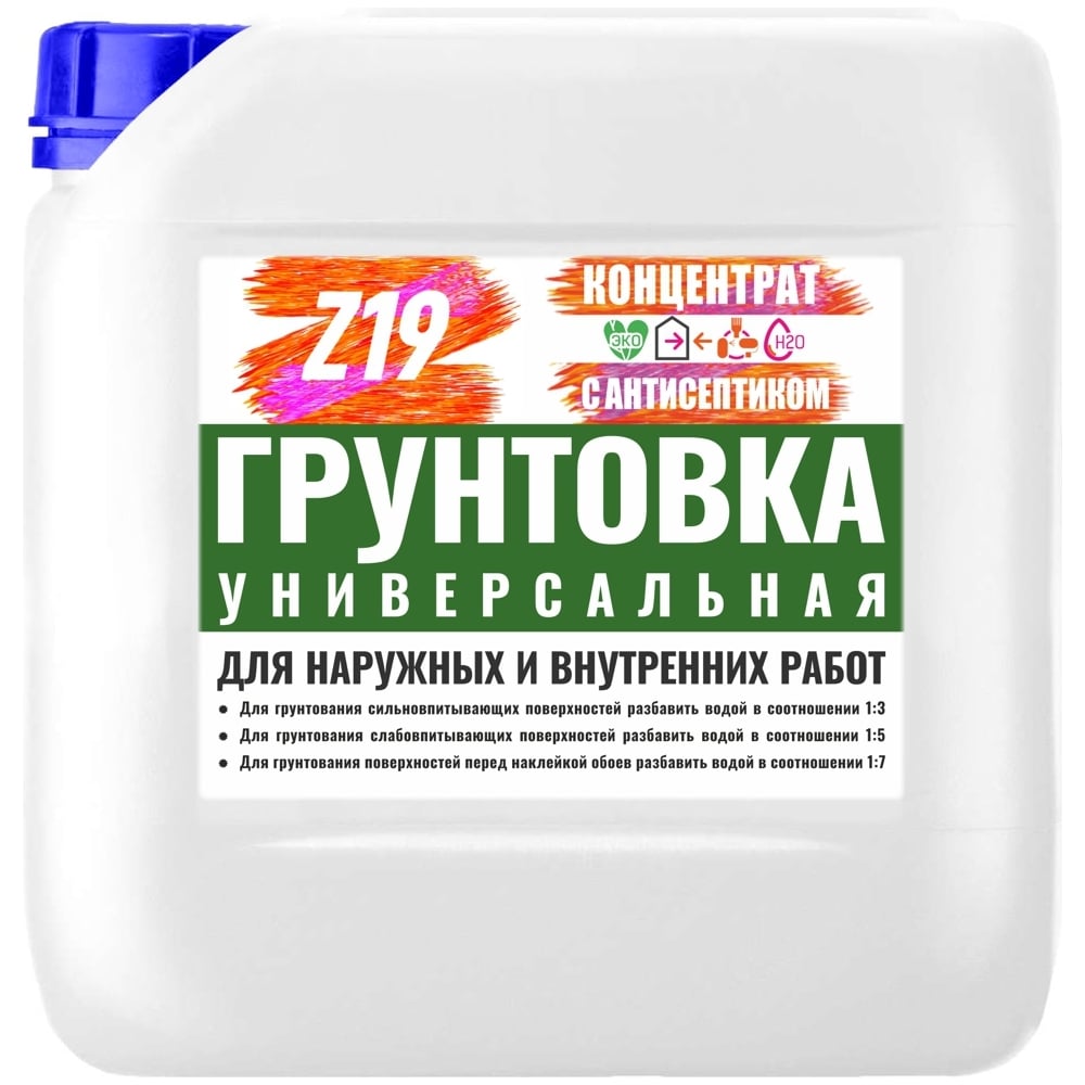 фото Универсальная грунтовка z19 концентрат акриловая, для наружных и внутренних работ, 3 кг 80237