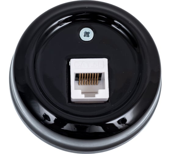Изображение товара Розетка МЕЗОНИНЪ компьютерная RJ45, цвет - черный, БЕЗ КОЛЬЦА GE70341-05k