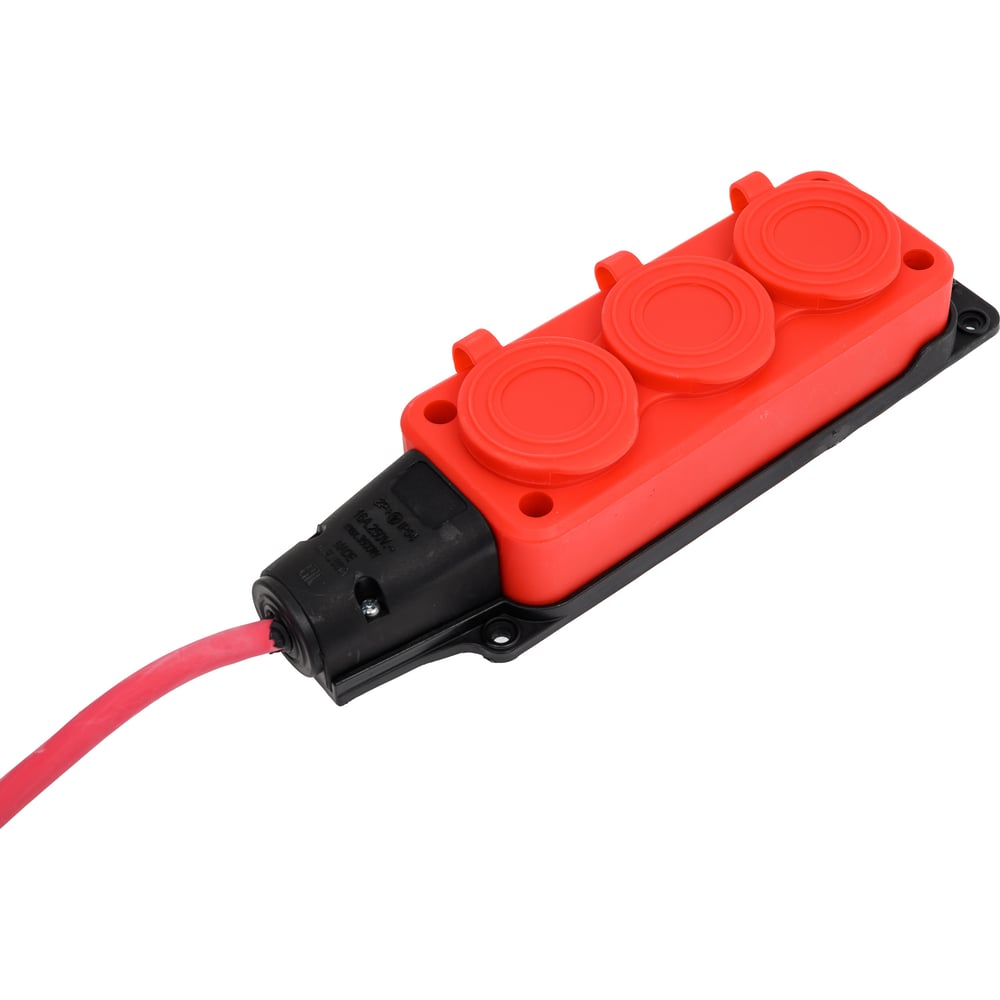 Изображение товара Удлинитель-колодка КОСМОС 15м 3 гнезда IP44 каучук нагрузка 4 кВт