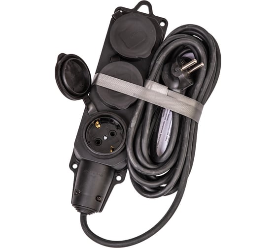 Изображение товара Удлинитель колодка КОСМОС, 5м 3 гнезда КГ 3х2.5 мм 16A 250В 4000Вт каучук IP44, YKsm5m-3g(16A)KG-B