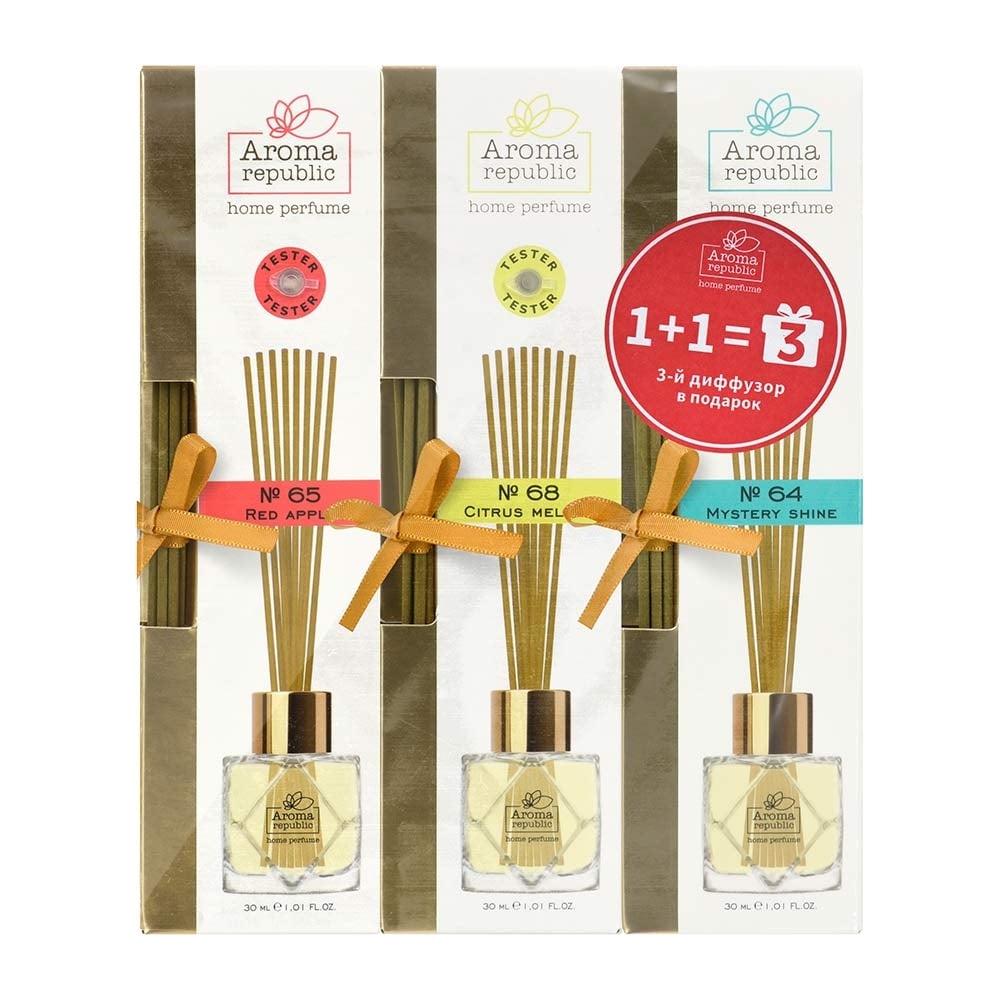 Изображение товара Ароматический диффузор Aroma Republic (1+1)=3, по 30 мл, в спайке, ароматы в ассортименте 93862