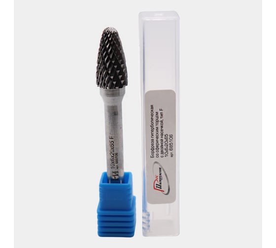 Изображение товара Бор-фреза гиперболическая со сферическим торцом с двойной насечкой, тип F 10x6х20x65 мм РОСИНСТРУМЕНТ 685106