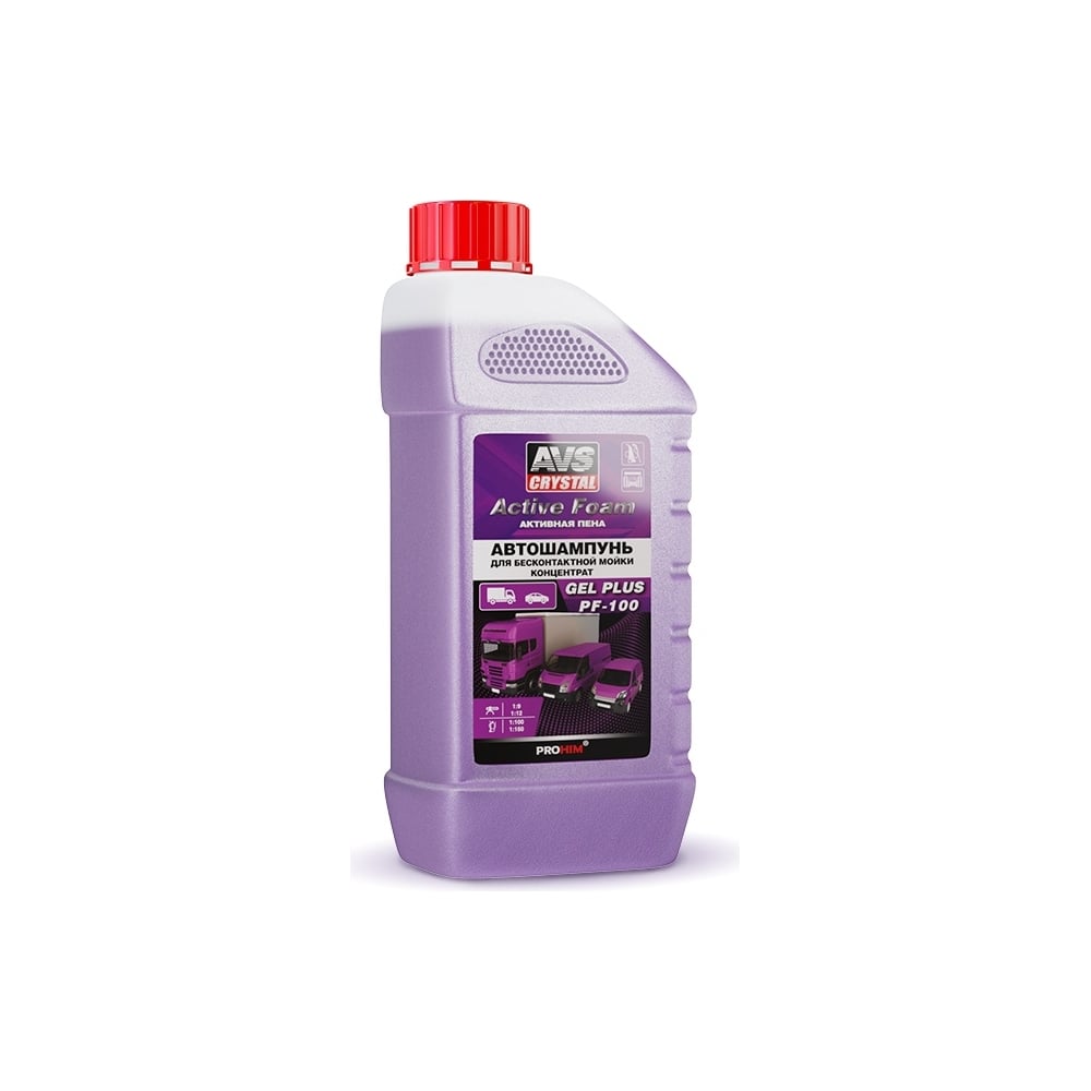 Изображение товара Автошампунь для бесконтактной мойки AVS Active Foam 1:9-12 PF-100 GEL PLUS 1 л Прохим A40358S