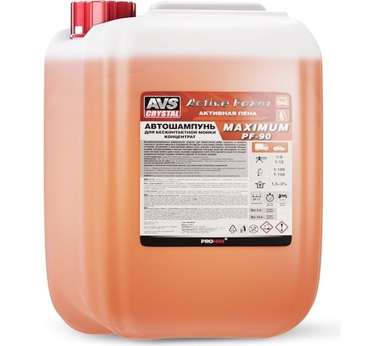 Изображение товара Автошампунь для бесконтактной мойки AVS Active Foam 1:9-12 PF-90 MAXIMUM 6 кг Прохим A07836S
