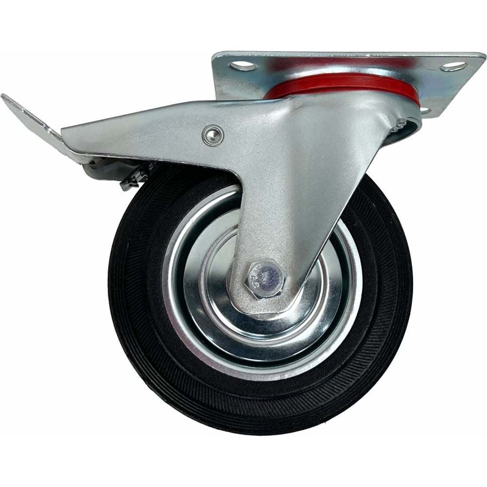 Изображение товара Опора поворотная колесная с тормозом 125x34 мм резина черная HITCH SZ084867