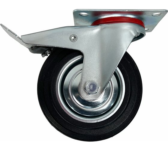 Изображение товара Опора поворотная колесная с тормозом 100x30 мм, резина черная SCb42 HITCH SZ084866