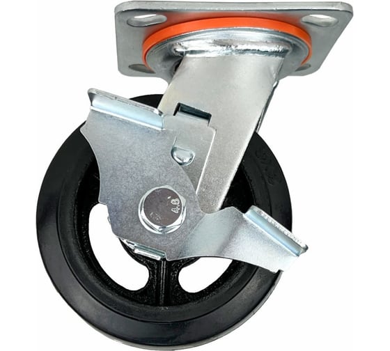 Изображение товара Опора поворотная колесная большегрузная с тормозом 152x50 мм, резина черная SCdb63 HITCH SZ085006