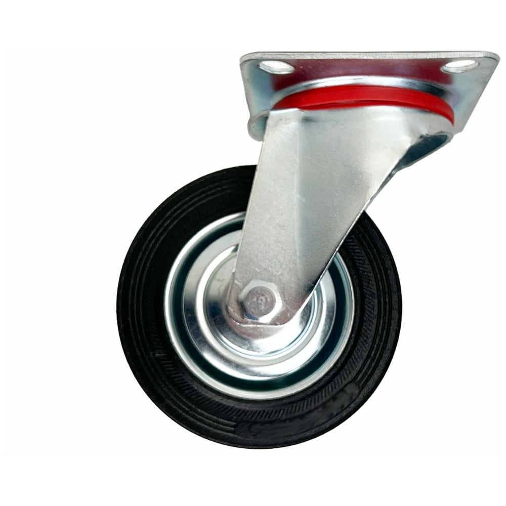 Изображение товара Опора поворотная колесная 125x34 мм с резиной черной для промышленного использования