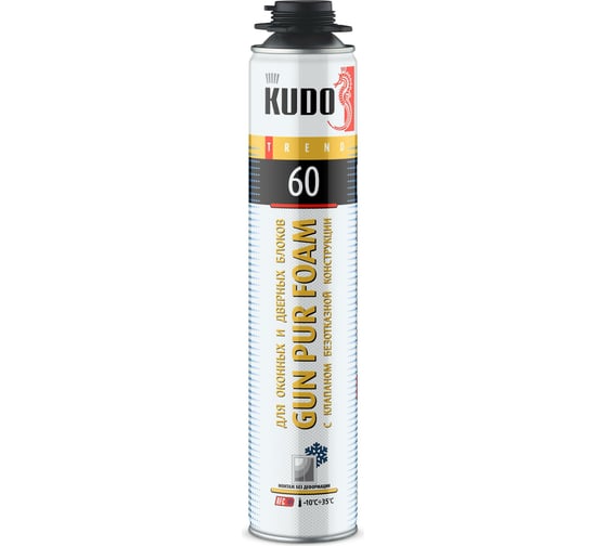 Изображение товара Монтажная пена KUDO ПРОФ TREND WINDOW 60 для монтажа оконных и дверных блоков зимняя 1000 мл KUPTW10W60
