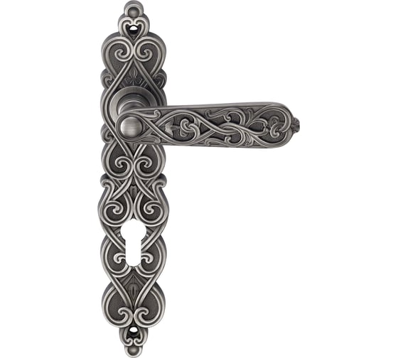Изображение товара Дверная ручка на длинной накладке GENESIS ARABESCO BL. SILVER CL 940000000397