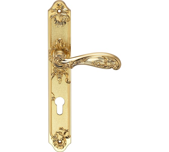Изображение товара Дверная ручка на длинной накладке GENESIS FLOR S. GOLD CL 940000000403