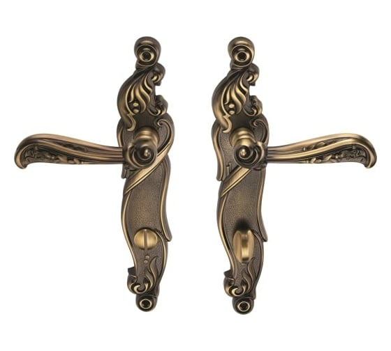 Изображение товара Дверная ручка на длинной накладке GENESIS RIZO ANT. COFFEE OL 940000000408