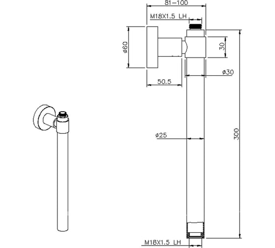 Изображение товара Удлинитель ALLEN BRAU Priroity/Fantasy 300мм, с дополнительным фиксатором к стене, чёрный матовый (326068) 00326068