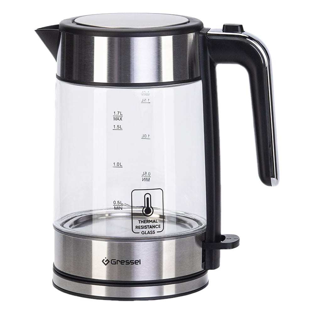 Изображение товара Электрический чайник Gressel 2200 Вт 1.7 л серебристый с подсветкой и защитой