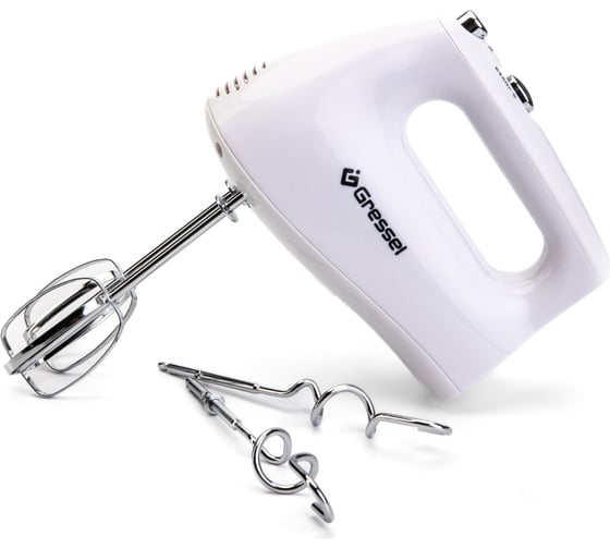 Изображение товара Ручной миксер Gressel 500 Вт, 2 насадки, 5 скоростей, белый GRH-4111