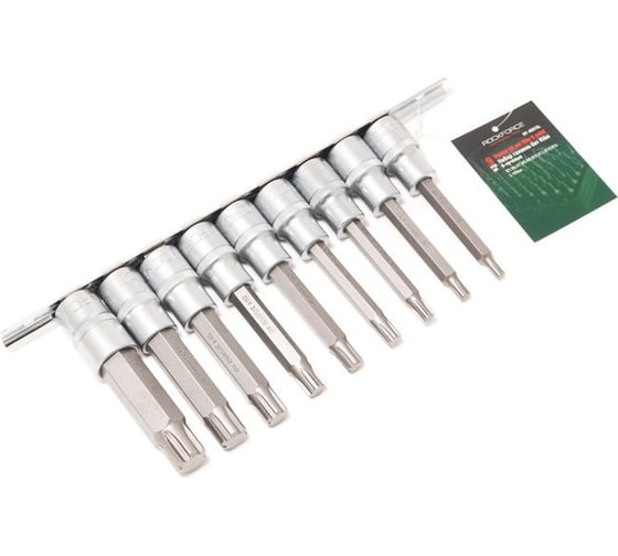 Изображение товара Набор головок-бит Ribe 6-лучевых 9 шт на планке ROCKFORCE RF-40915L(46638)