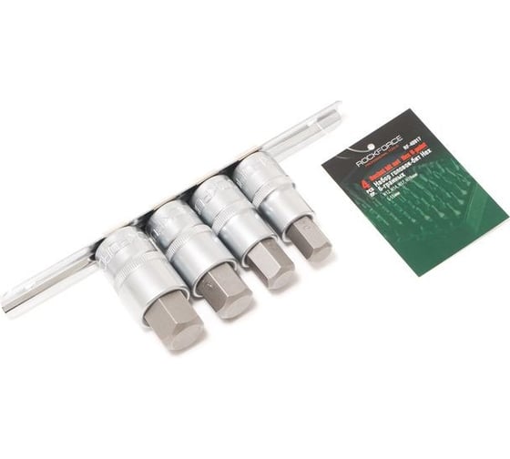 Изображение товара Набор головок-бит Hex 6-гранных 4 шт на планке Rockforce RF-40917(46640)