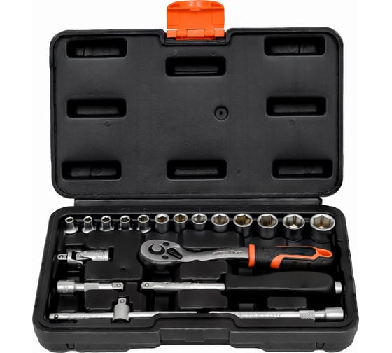 Изображение товара Набор 6-ти гранных головок с трещеткой 1/4" 19 пр. Gigant, Min размер головки-4мм, Max размер головки-14мм, GAS19