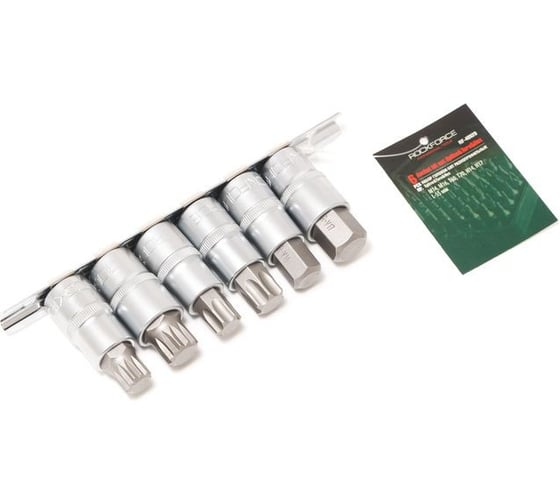 Изображение товара Набор головок-бит разнопрофильных Spline-Torx-Hex 6 шт на планке Rockforce RF-40920(46644)