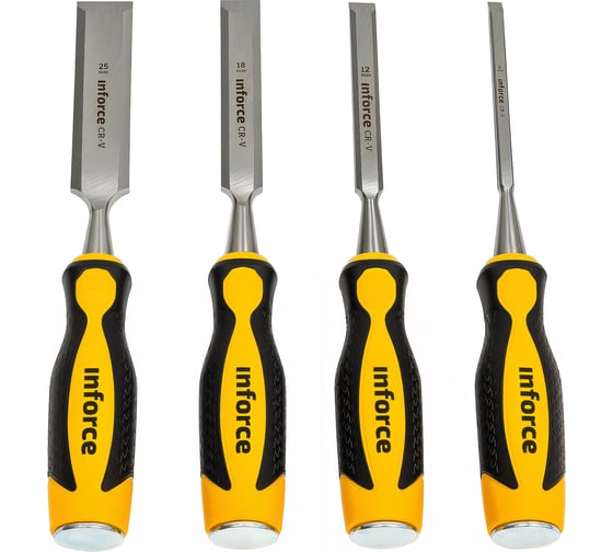 Изображение товара Набор из стамесок Inforce 4 шт., 6, 12, 18, 25 мм 06-15-03