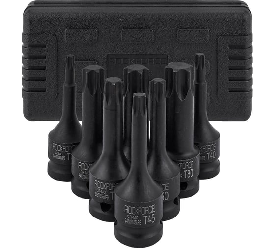 Изображение товара Набор головок-бит TORX ударных Rockforce 1/2", 8 предметов RF-4088MPB(16275)